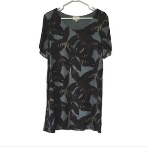 Aritzia Wilfred Free Teigen Sage Green Leaf Design Shift Dress Womens Size Small